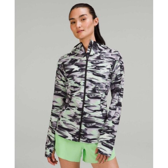 Lululemon Sz 6 Mist Over Windbreaker Zip Pockets Thumbholes W4BYDS Paint Glide - Picture 1 of 10